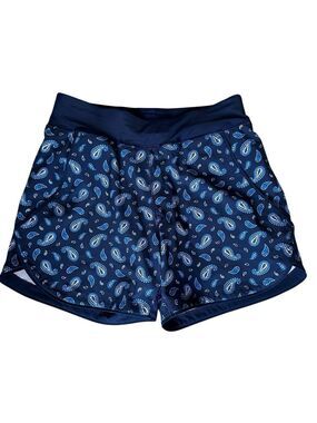 Lands' End Women's 5" Quick Dry Swim Shorts With Panty Navy Blue Paisley Size 2